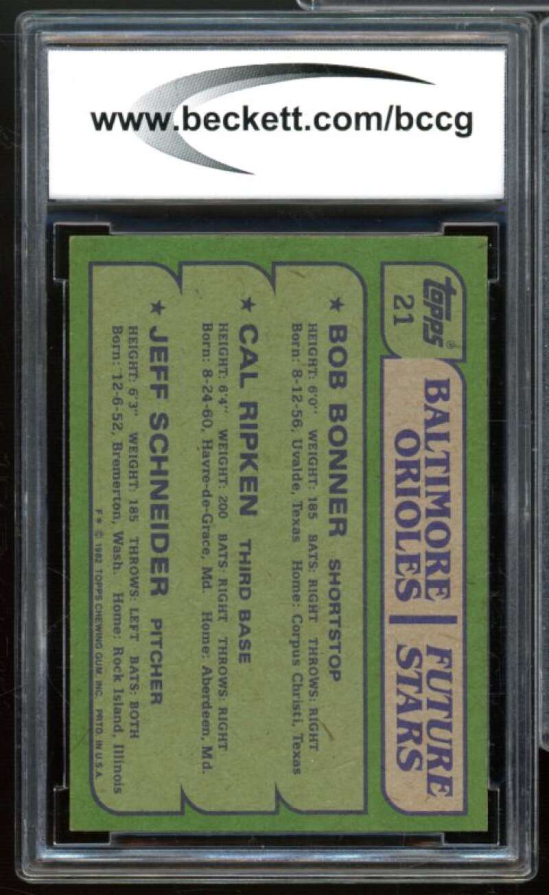 1982 Topps #21 Cal Ripken Jr Rookie Card BGS BCCG 10 Mint+ Image 2