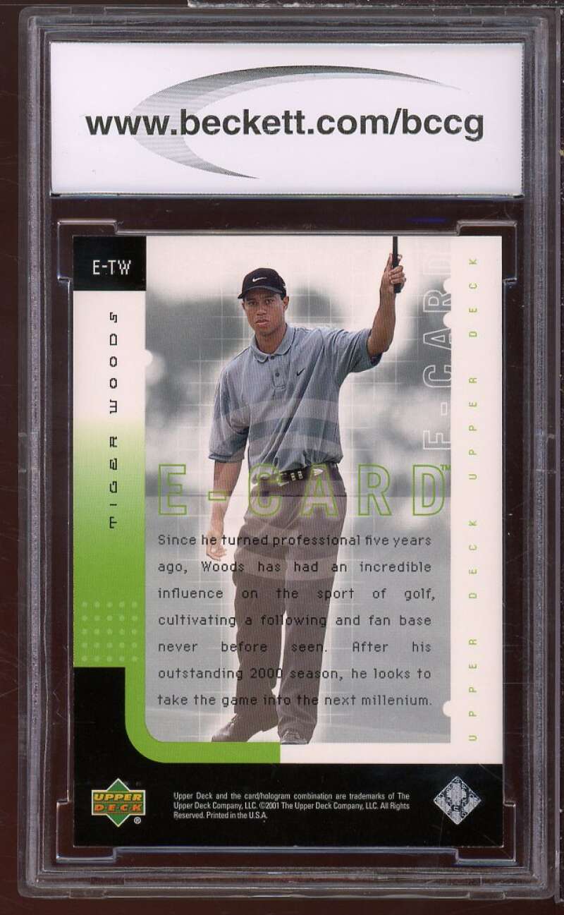 2001 Upper Deck E-Card #E-TW Tiger Woods Rookie Card BGS BCCG 10 Mint+ Image 2