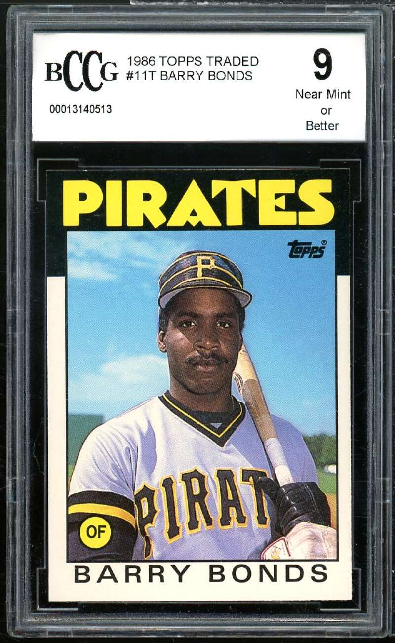 1986 Topps Traded #11T Barry Bonds Rookie Card BGS BCCG 9 Near Mint+ Image 1