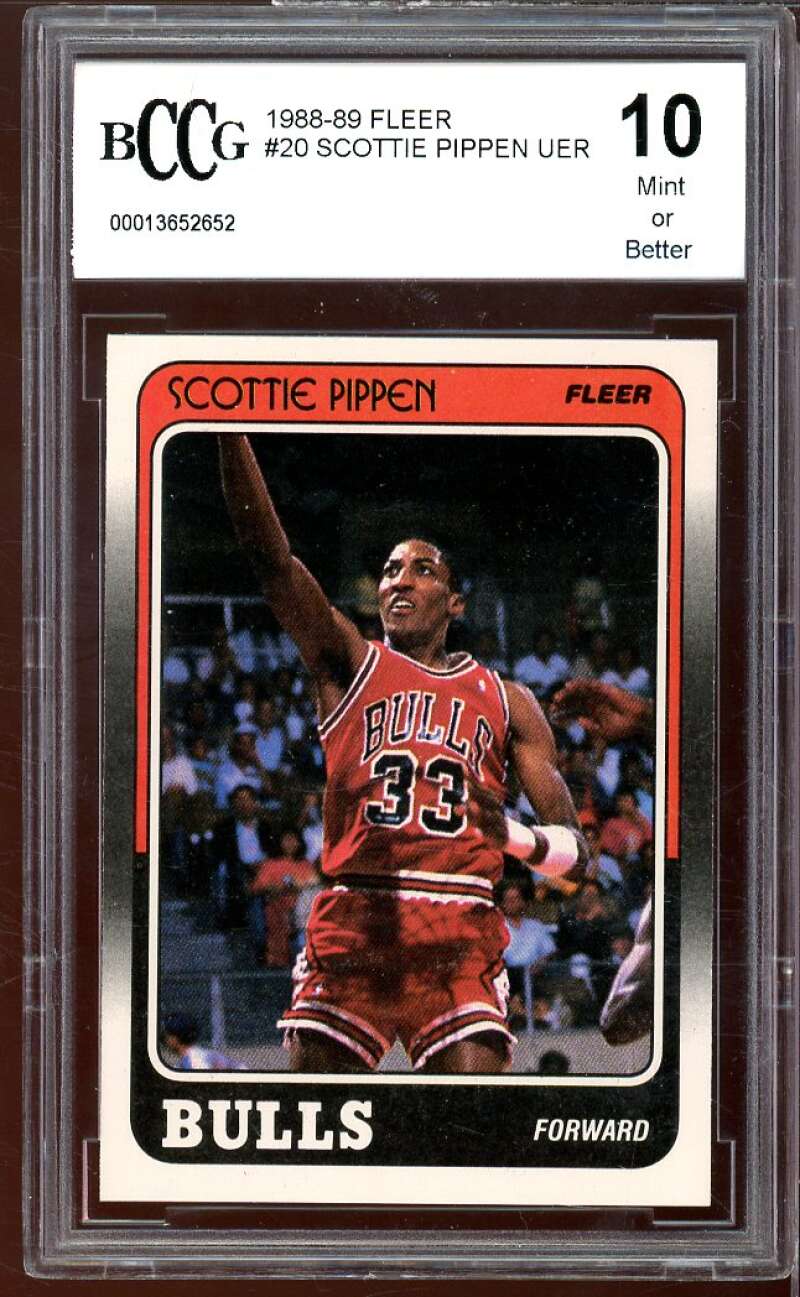 1988-89 Fleer #20 Scottie Pippen Rookie Card BGS BCCG 10 Mint+ Image 1