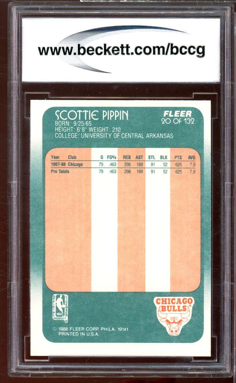 1988-89 Fleer #20 Scottie Pippen Rookie Card BGS BCCG 10 Mint+ Image 2