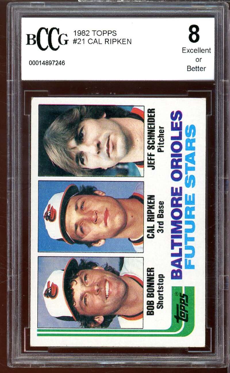 1982 Topps #21 Cal Ripken Rookie Card BGS BCCG 8 Excellent+ Image 1