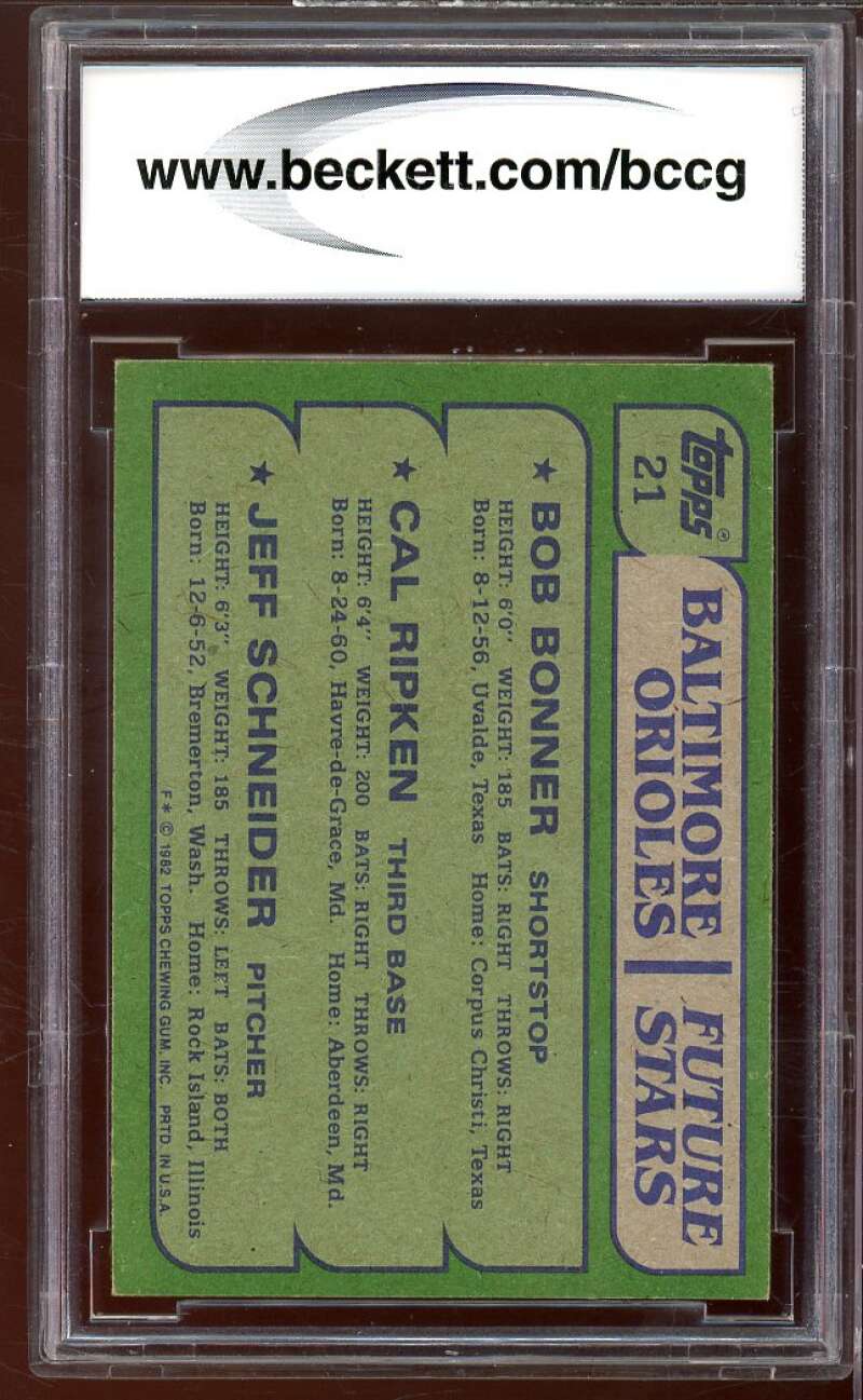 1982 Topps #21 Cal Ripken Rookie Card BGS BCCG 8 Excellent+ Image 2