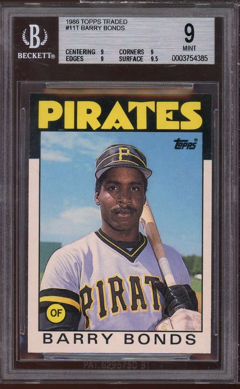 Barry Bonds Rookie Card 1986 Topps Traded #11T BGS 9 (9 9 9 9.5) Image 1