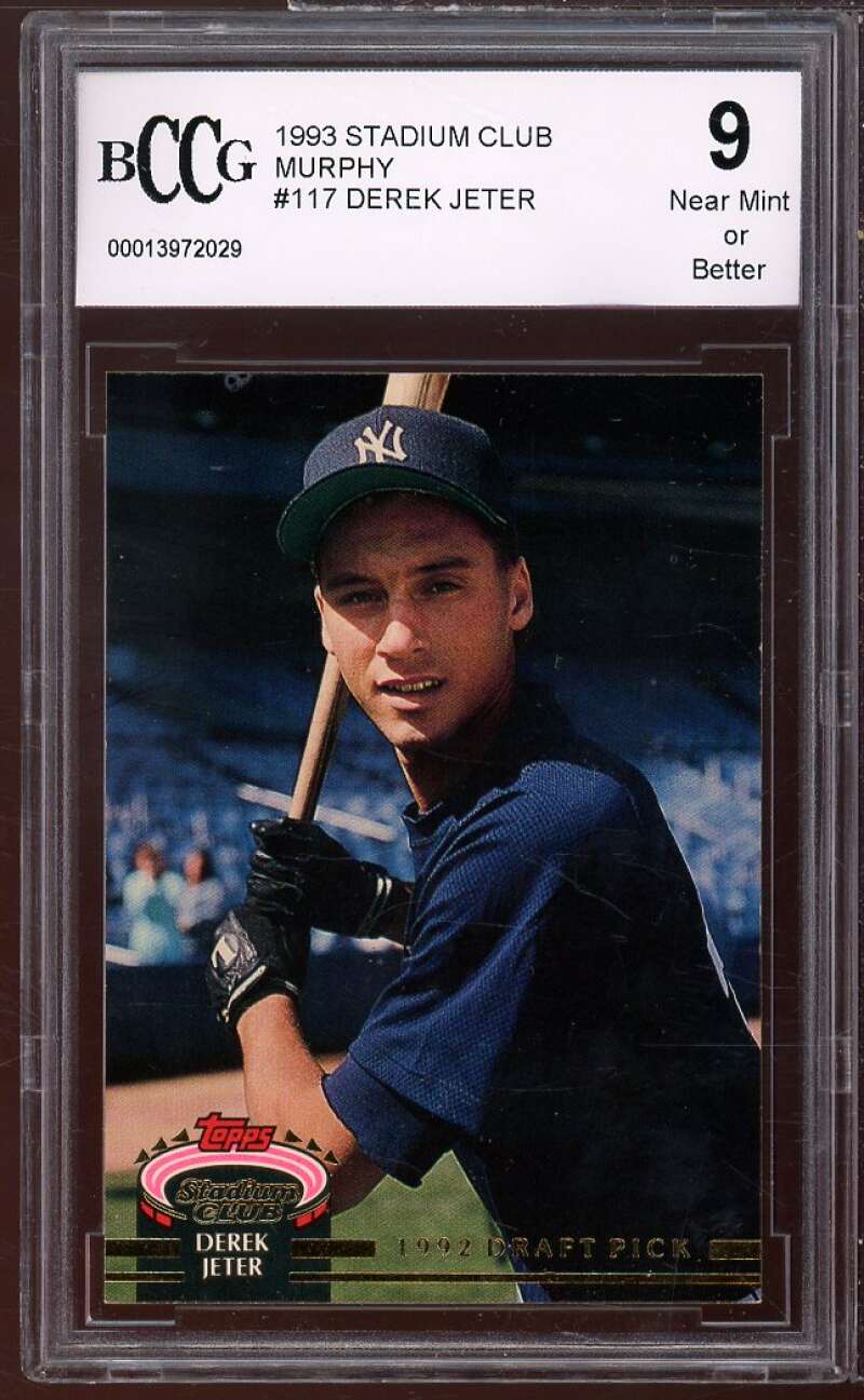 1993 Stadium Club Murphy #117 Derek Jeter Rookie Card BGS BCCG 9 Near Mint+ Image 1