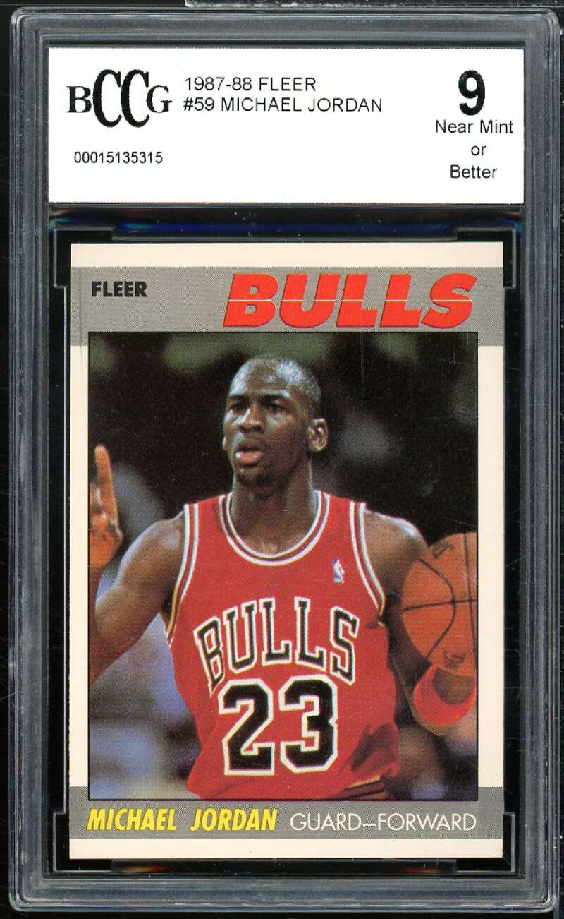 1987-88 Fleer Stickers #2 Michael Jordan Card BGS BCCG 9 Mint+ Image 1