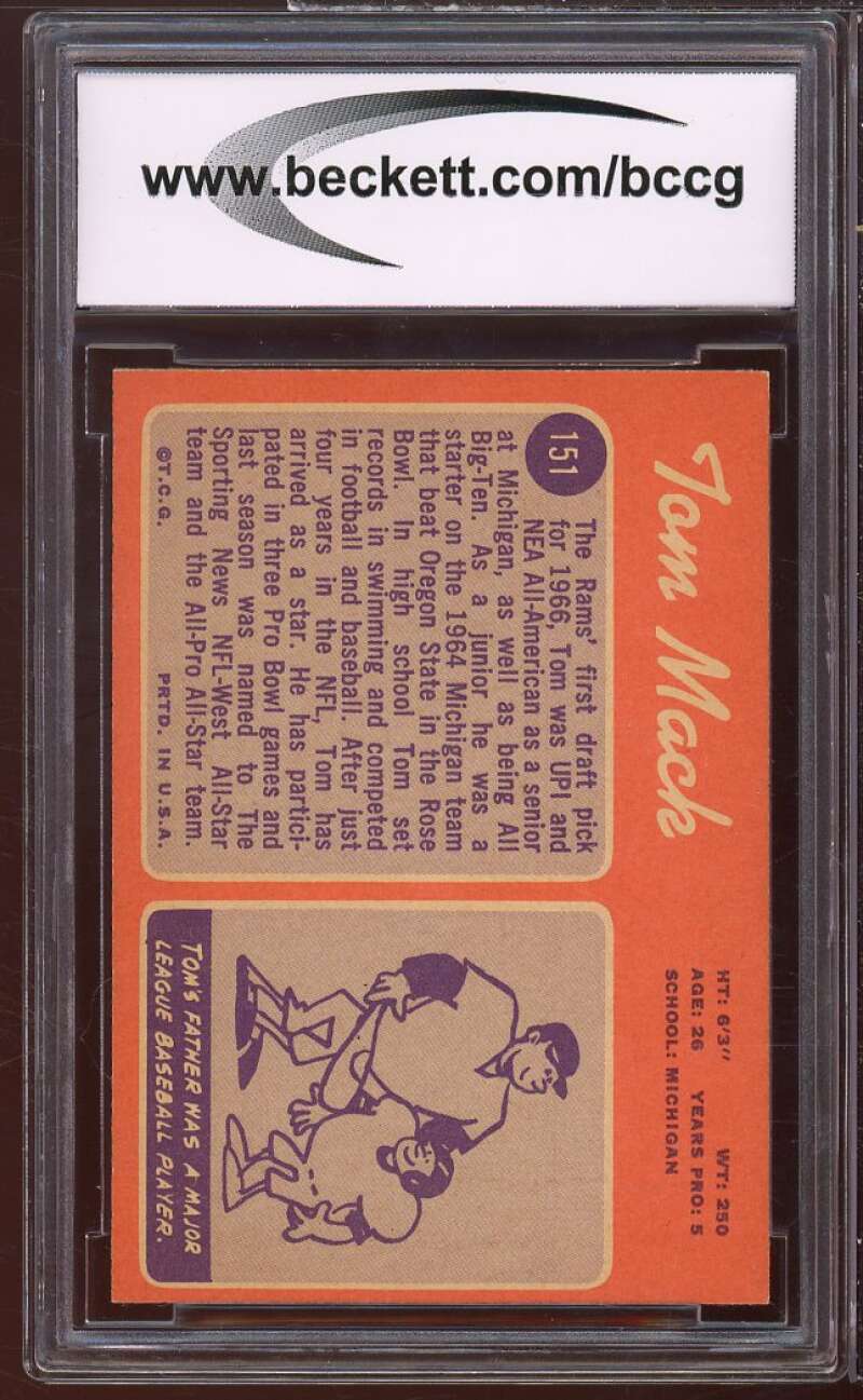 1970 Topps #151 Tom Mack Rookie Card BGS BCCG 8 Excellent+ Image 2