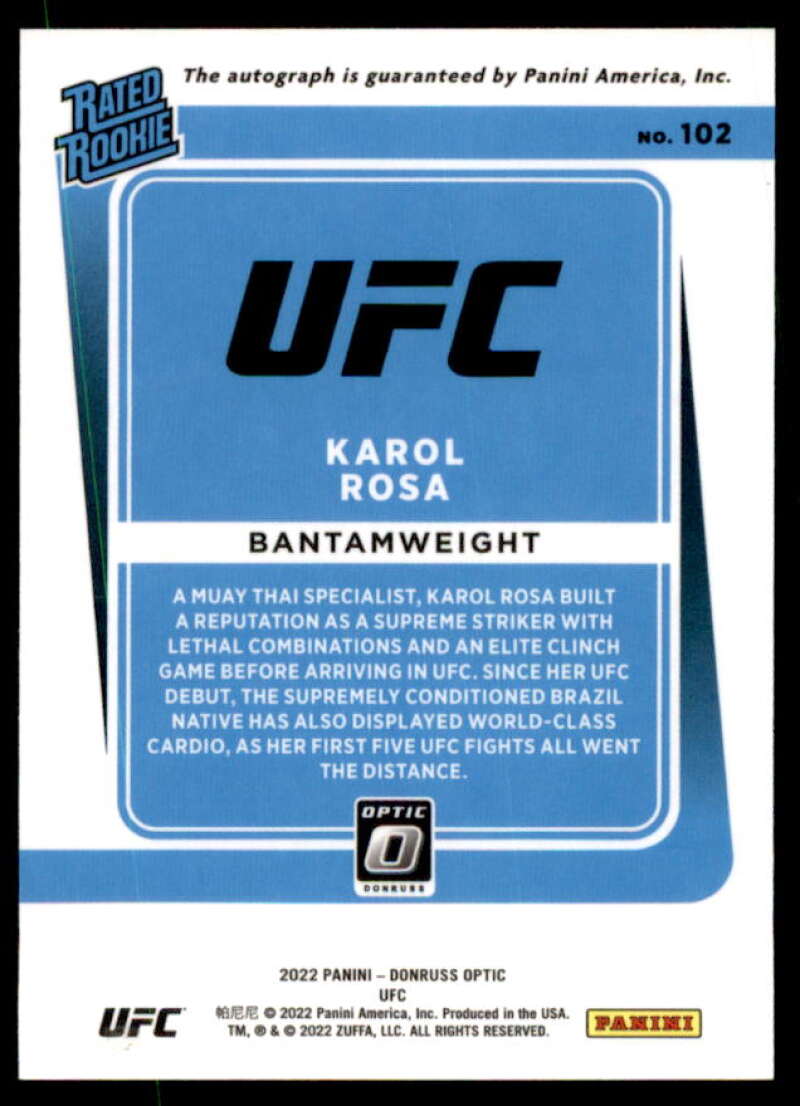 Karol Rosa Card 2022 Donruss Optic UFC Rated Rookies Signatures #102  Image 2