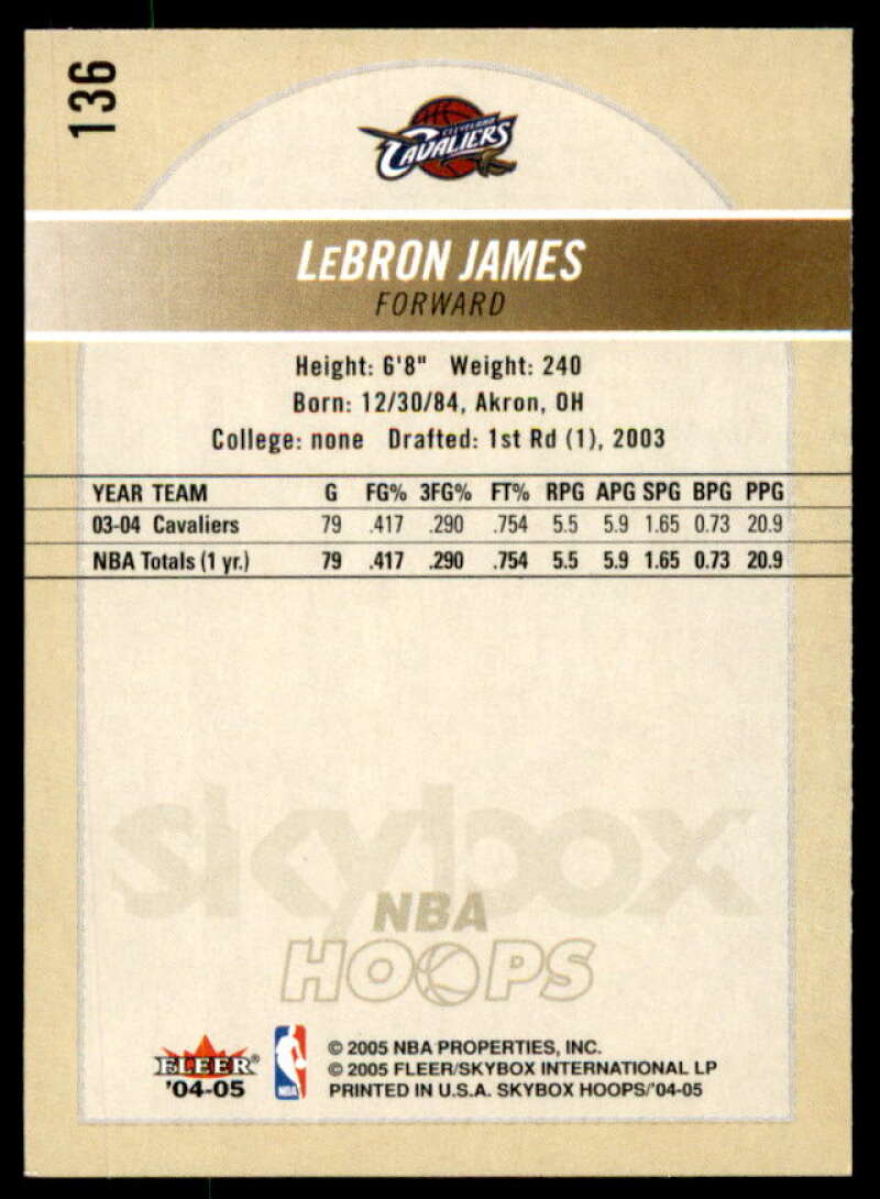 LeBron James Card 2004-05 Hoops #136  Image 2