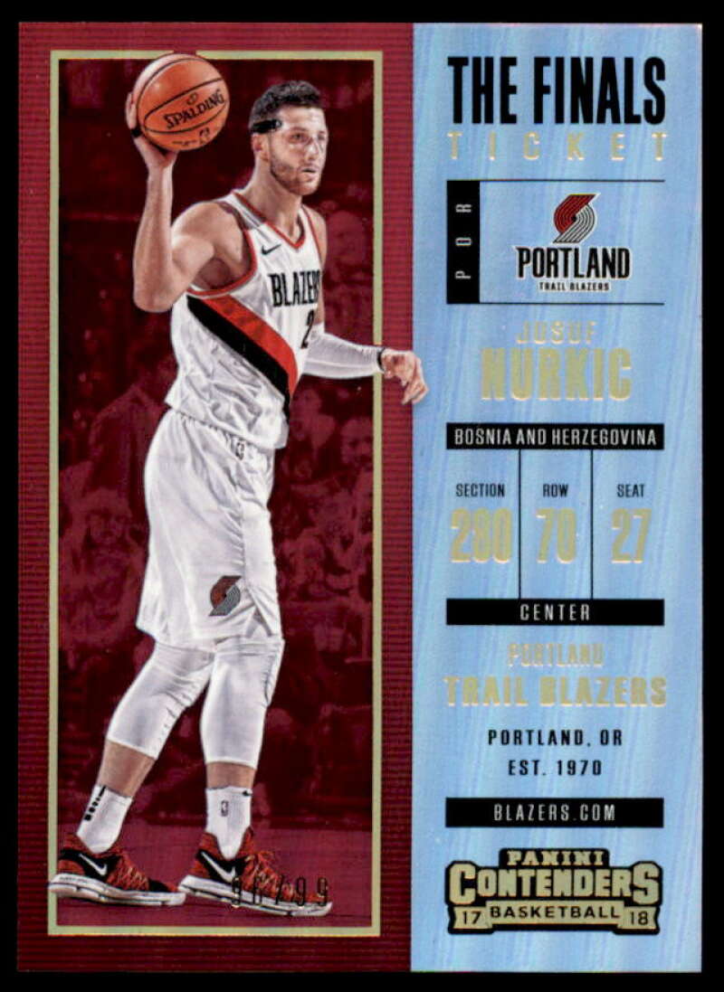 Jusuf Nurkic Card 2017-18 Panini Contenders The Finals Ticket #61  Image 1