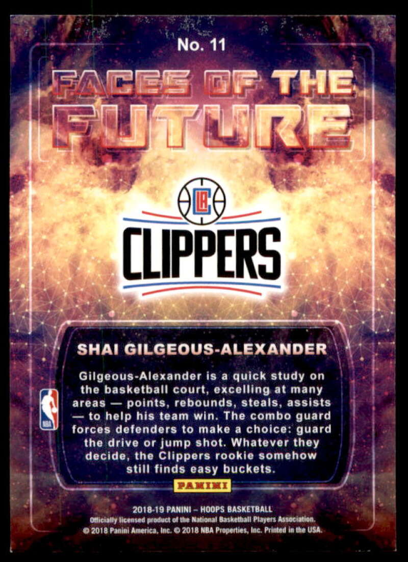 Shai Gilgeous-Alexander Card 2018-19 Hoops Faces of the Future Winter #11  Image 2