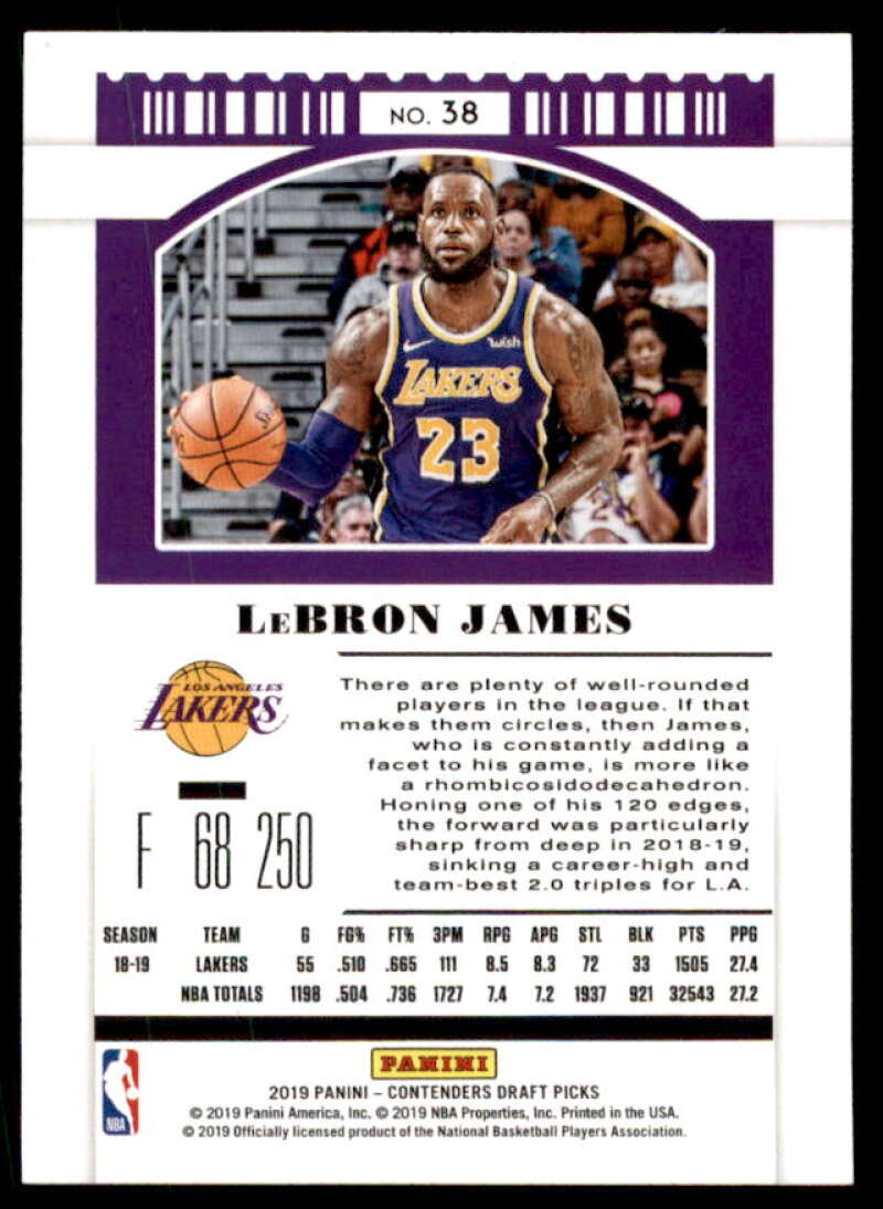 LeBron James Card 2019-20 Panini Contenders Draft Picks Variations #38  Image 2