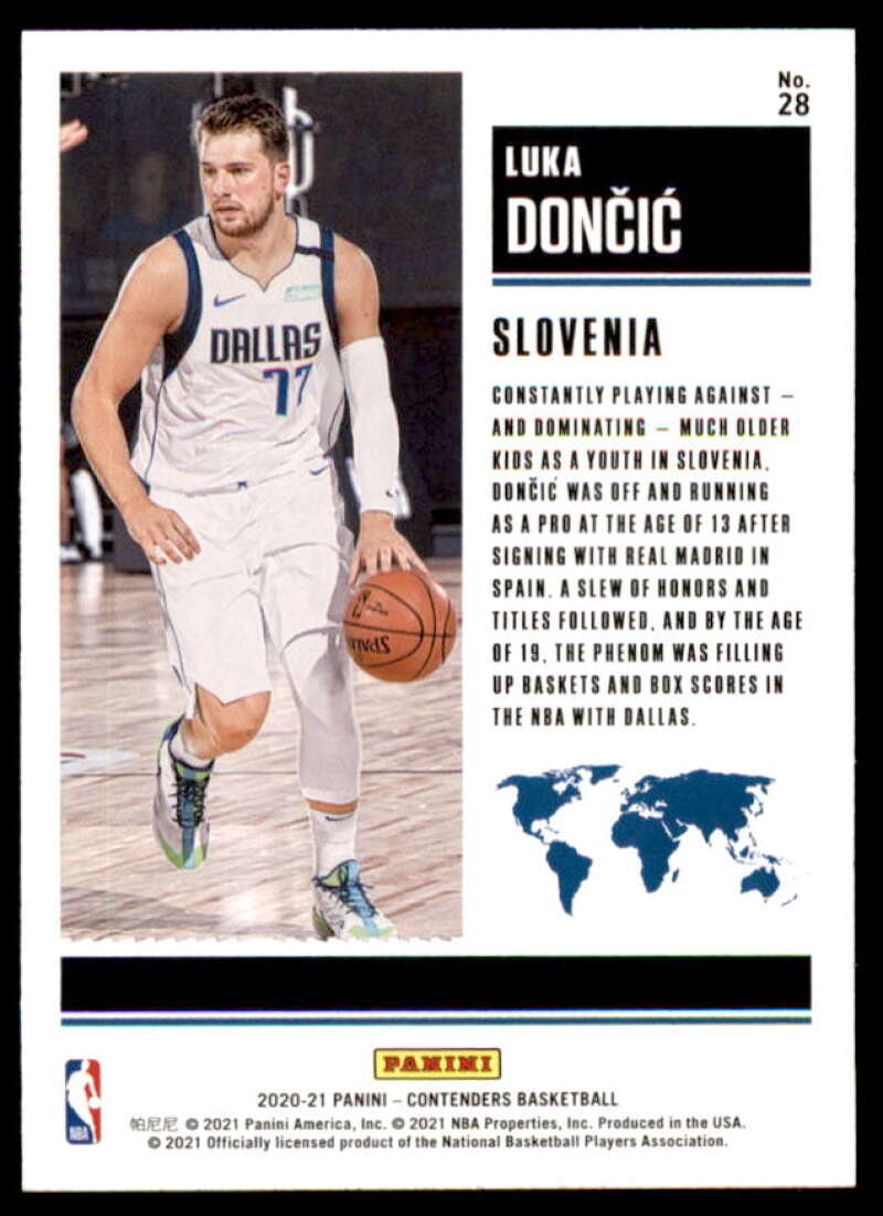 Luka Doncic Card 2020-21 Panini Contenders International Ticket #28  Image 2