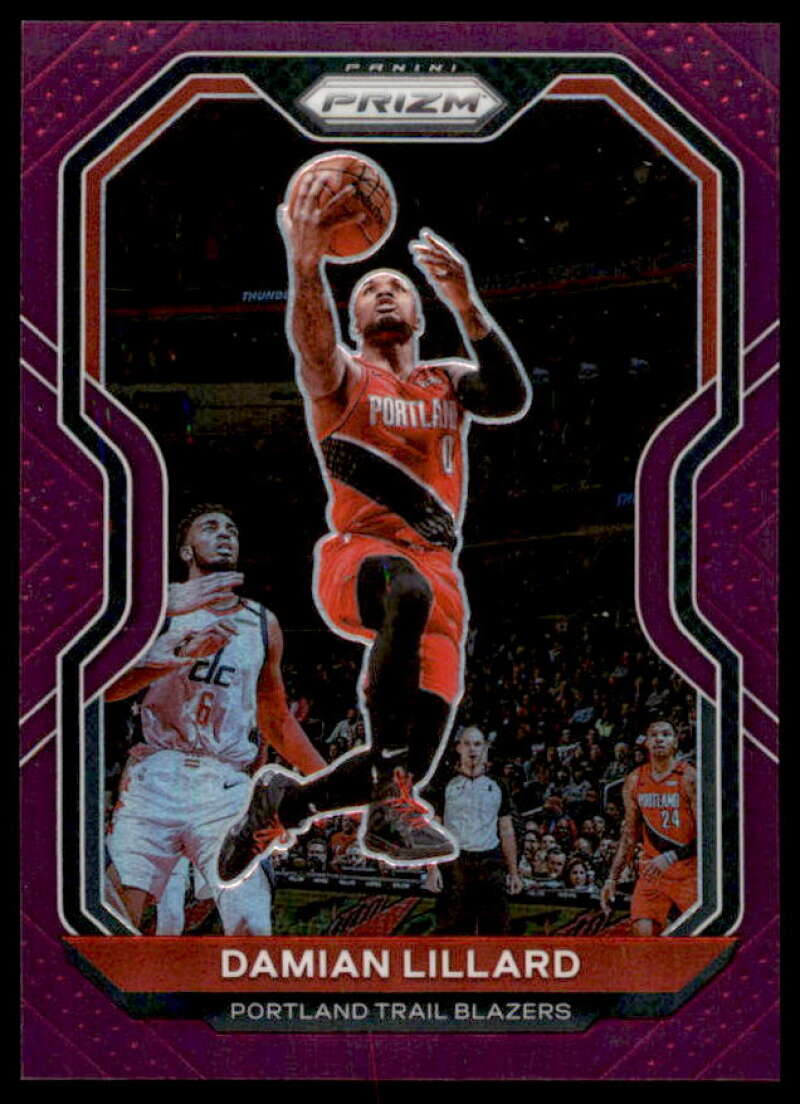 Damian Lillard Card 2020-21 Panini Prizm Prizms Purple #173  Image 1