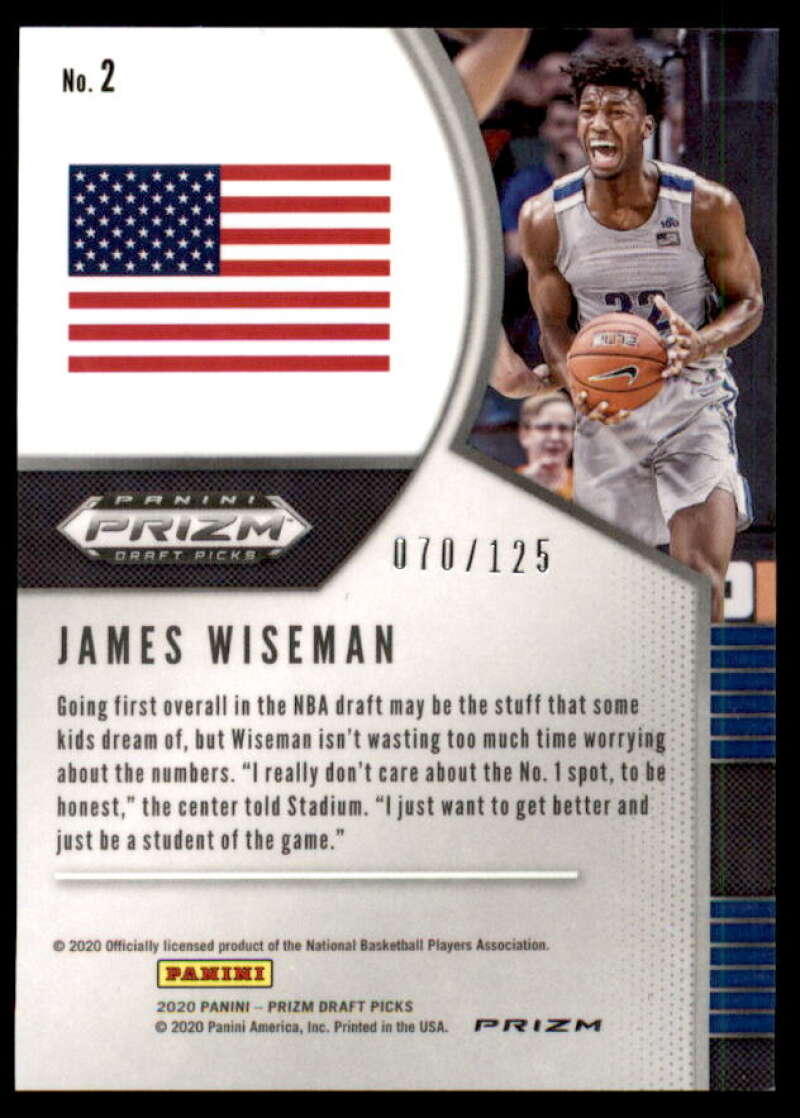 James Wiseman Rookie 2020-21 Panini Prizm Draft Picks Prizms Fast Break Red #2  Image 2