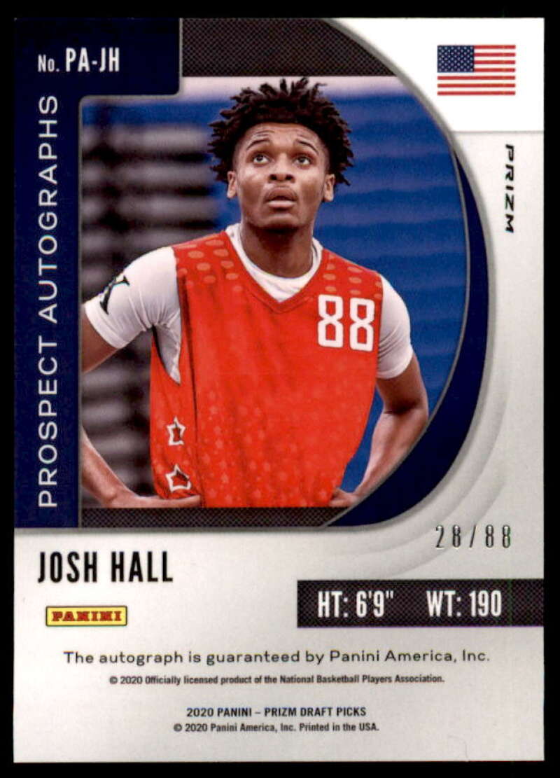 Josh Hall RC 2020-21 Panini Prizm Draft Picks Prospect Autographs Choice Red #22  Image 2