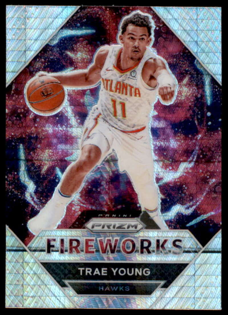 Trae Young Card 2020-21 Panini Prizm Fireworks Prizms Hyper #28  Image 1