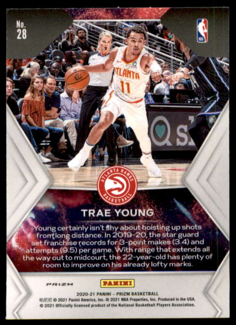 Trae Young Card 2020-21 Panini Prizm Fireworks Prizms Hyper #28  Image 2