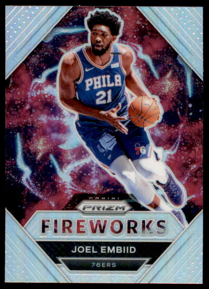 Joel Embiid Card 2020-21 Panini Prizm Fireworks Prizms Silver #13  Image 1