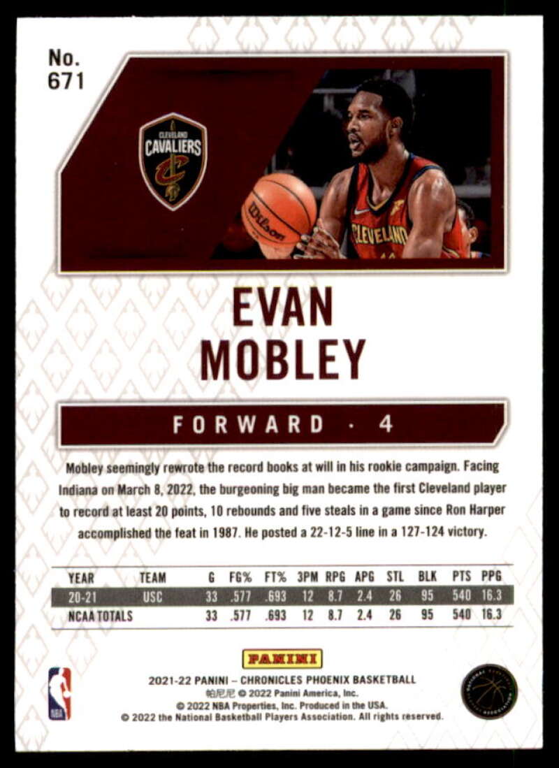 Evan Mobley/Phoenix Rookie Card 2021-22 Panini Chronicles #671  Image 2