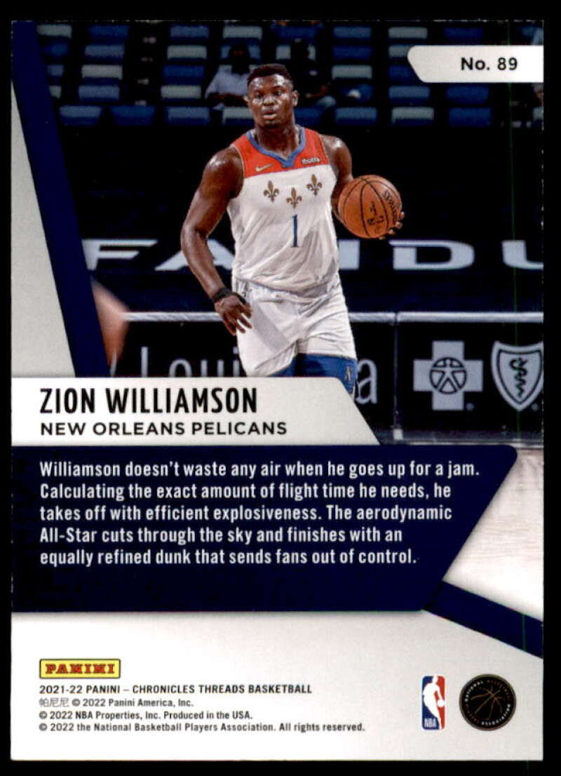 Zion Williamson/Threads Card 2021-22 Panini Chronicles Red #89  Image 2