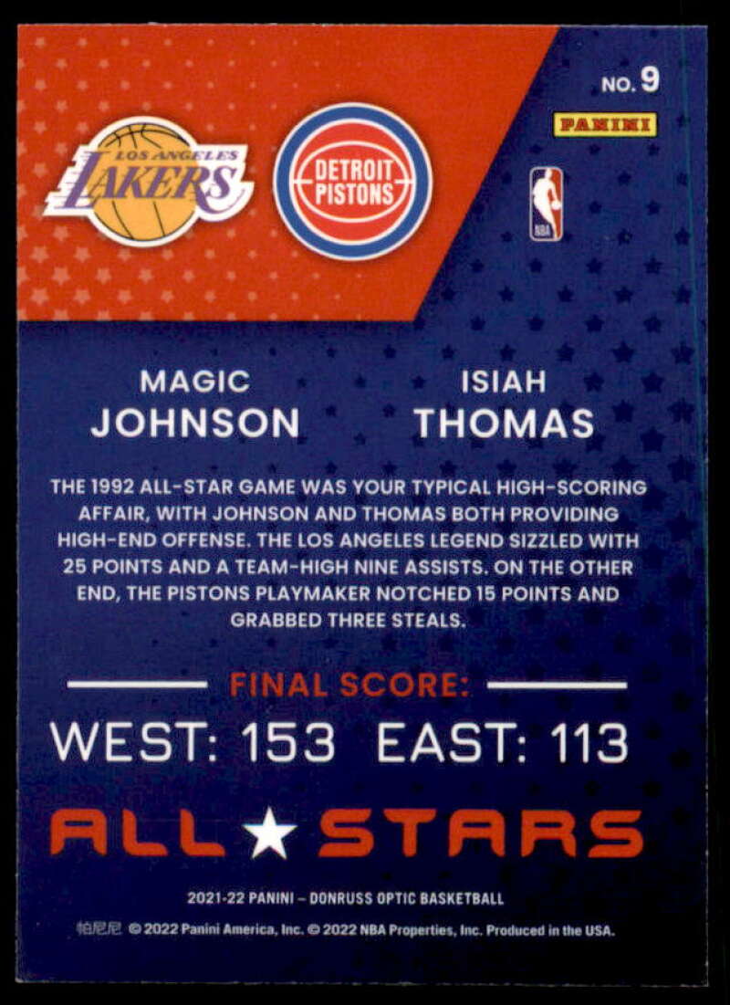 Isiah Thomas/Magic Johnson Card 2021-22 Donruss Optic All-Stars #9  Image 2