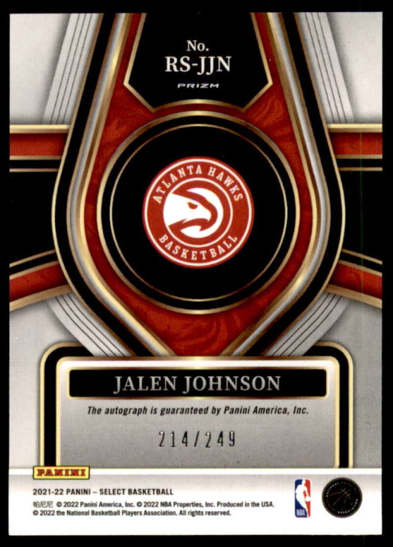 Jalen Johnson Card 2021-22 Select Rookie Signatures #31  Image 2