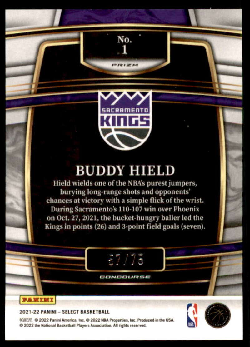Buddy Hield Card 2021-22 Select Prizms Neon Green #1  Image 2