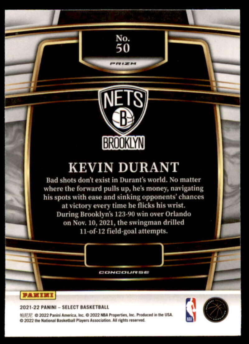 Kevin Durant Card 2021-22 Select Prizms Tri-Color #50  Image 2