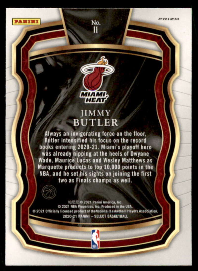 Jimmy Butler Card 2020-21 Select Company Prizms Blue #11  Image 2