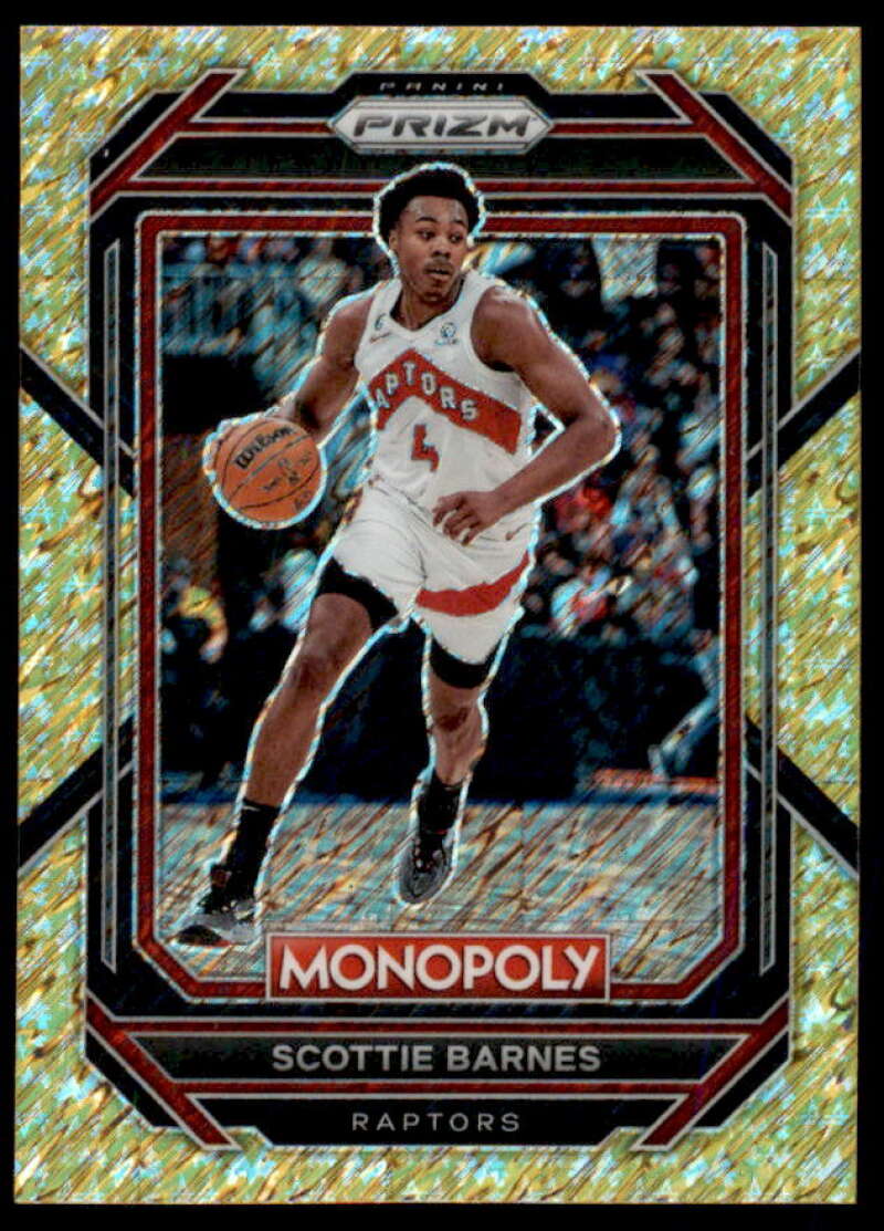 Scottie Barnes Card 2022-23 Panini Prizm Monopoly Gold Money Shimmer #84  Image 1