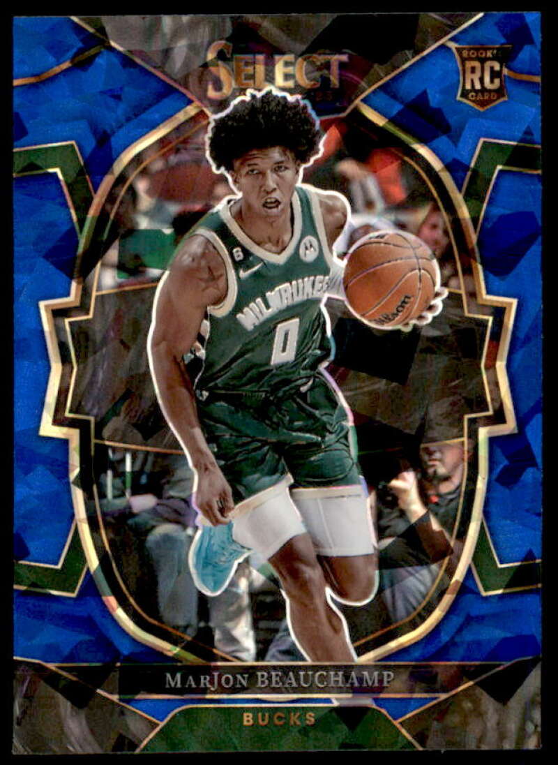 MarJon Beauchamp Rookie Card 2022-23 Select Prizms Blue Cracked Ice #75  Image 1