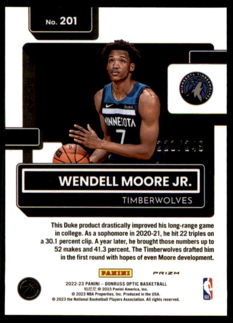 Wendell Moore Jr. RR Rookie Card 2022-23 Donruss Optic Premium Box Set #201  Image 2