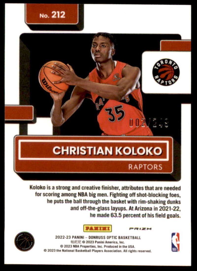 Christian Koloko RR Rookie Card 2022-23 Donruss Optic Premium Box Set #212  Image 2