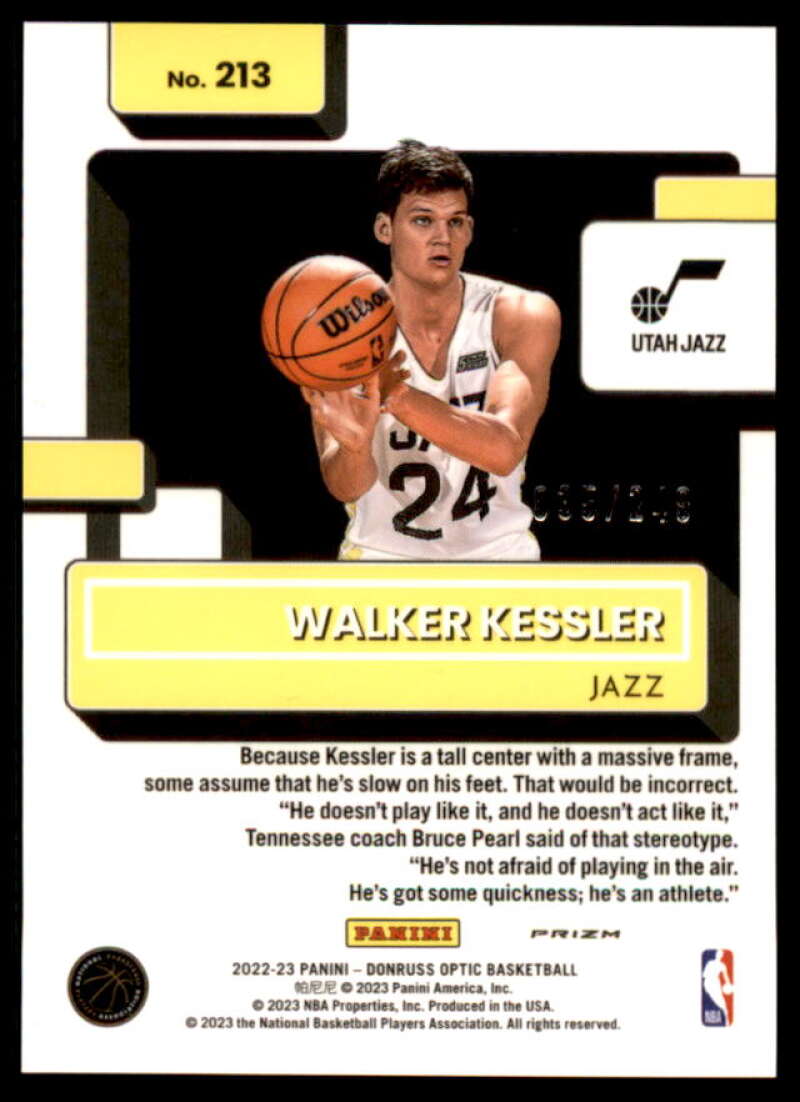 Walker Kessler RR Rookie Card 2022-23 Donruss Optic Premium Box Set #213  Image 2