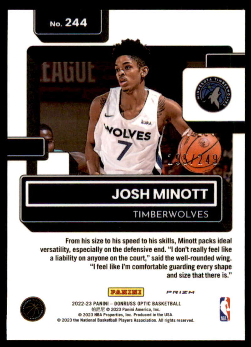 Josh Minott RR Rookie Card 2022-23 Donruss Optic Premium Box Set #244  Image 2