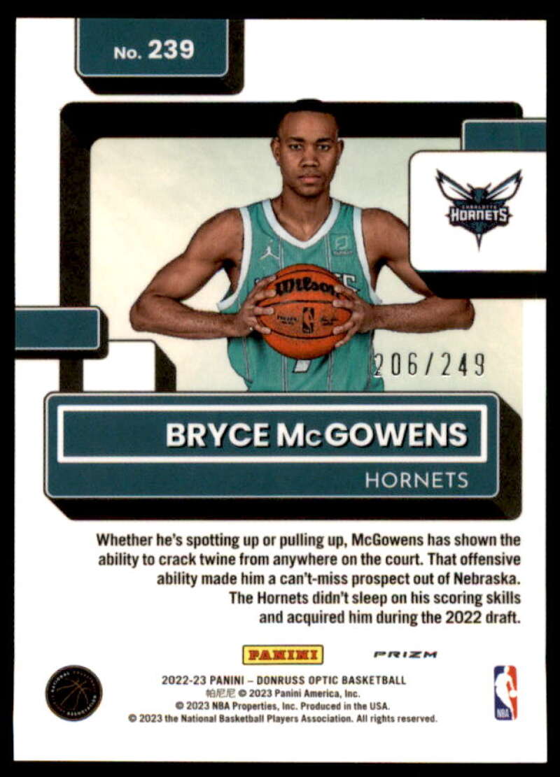 Bryce McGowens RR Card 2022-23 Donruss Optic Premium Box Set #239  Image 2