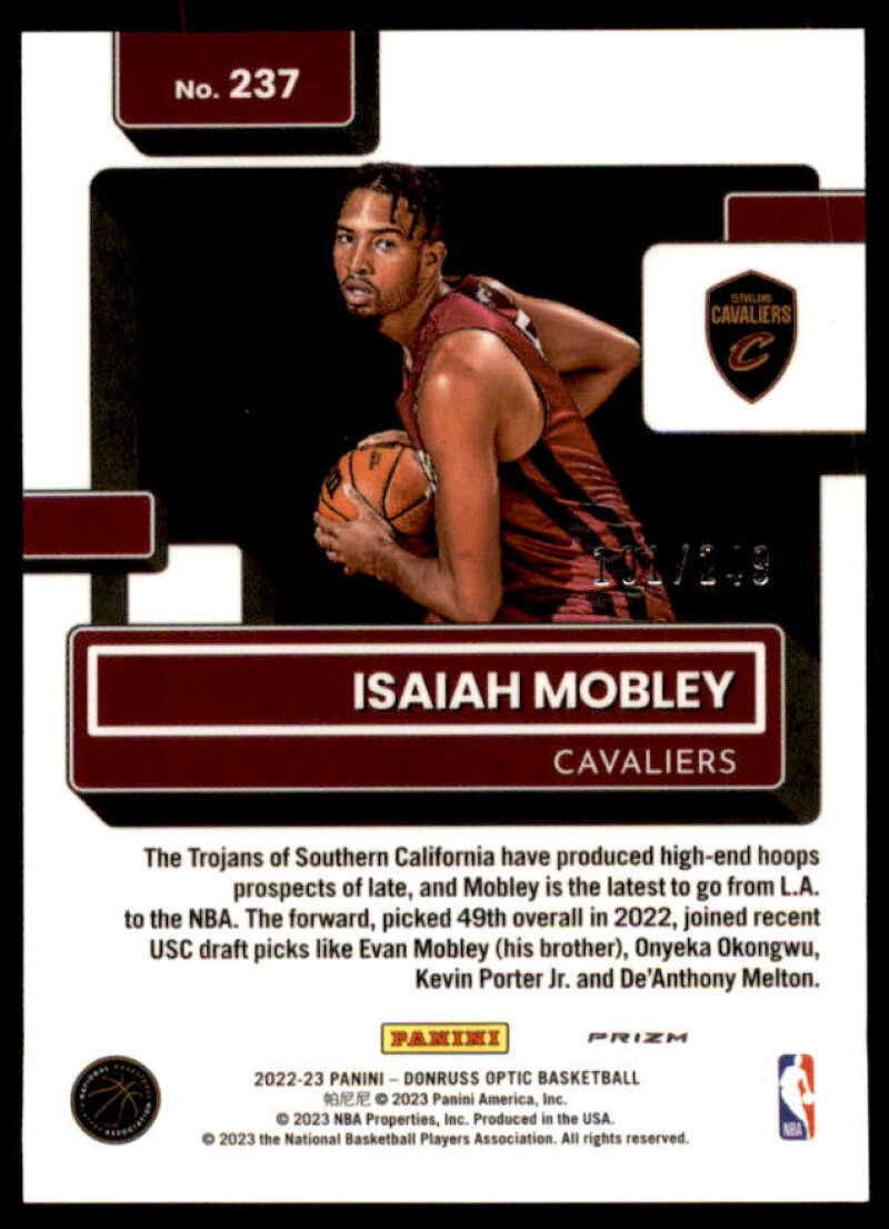 Isaiah Mobley RR Rookie Card 2022-23 Donruss Optic Premium Box Set #237  Image 2