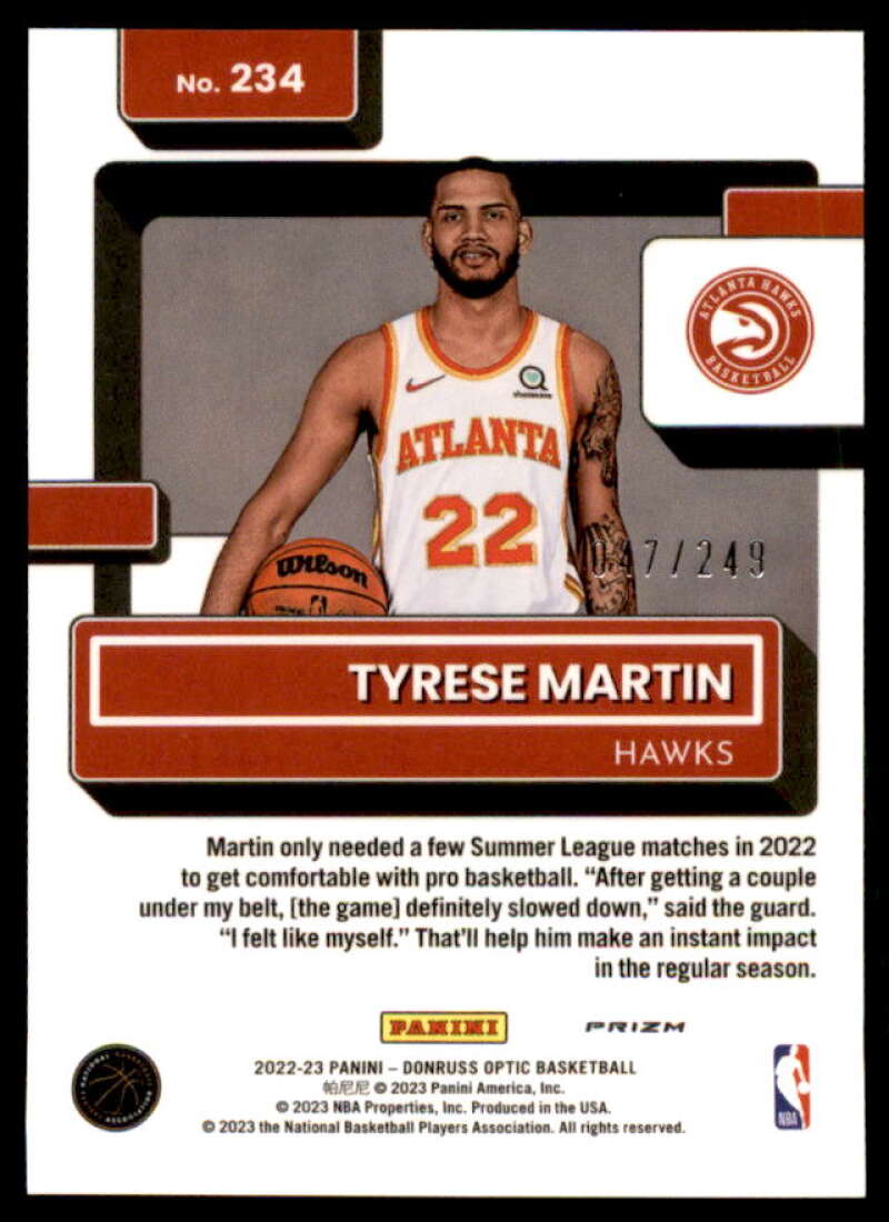 Tyrese Martin RR Rookie Card 2022-23 Donruss Optic Premium Box Set #234  Image 2