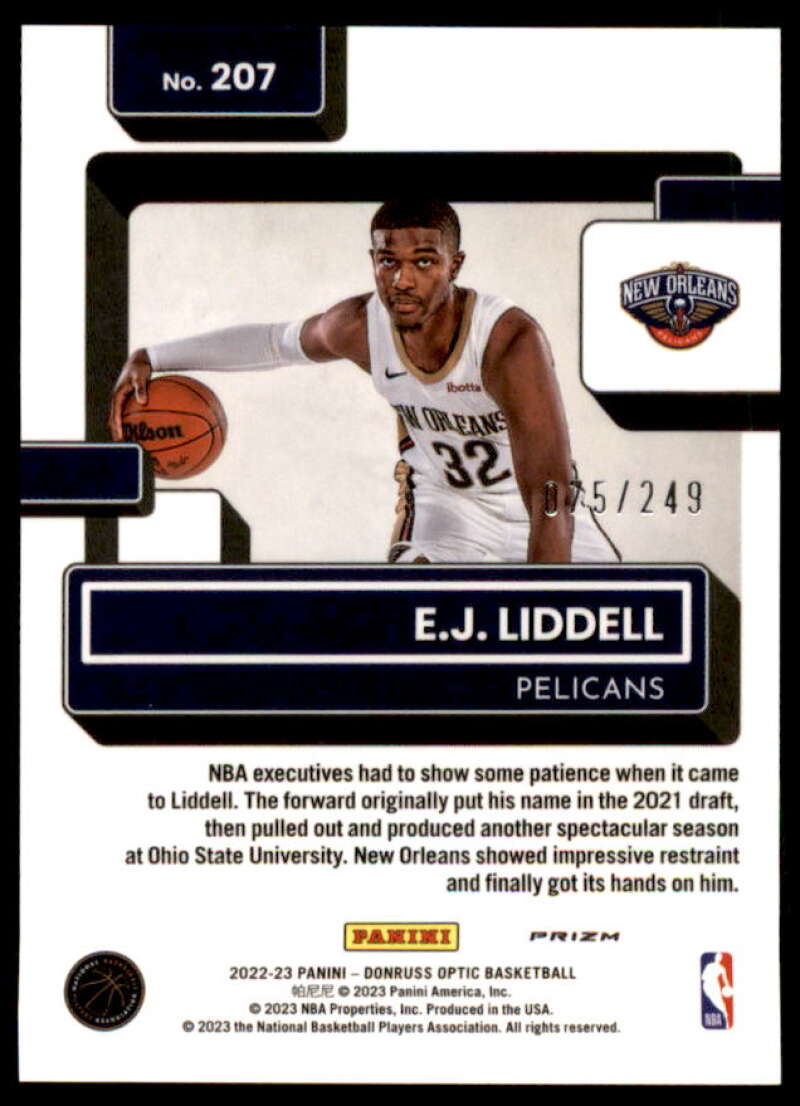 E.J. Liddell RR Rookie Card 2022-23 Donruss Optic Premium Box Set #207  Image 2