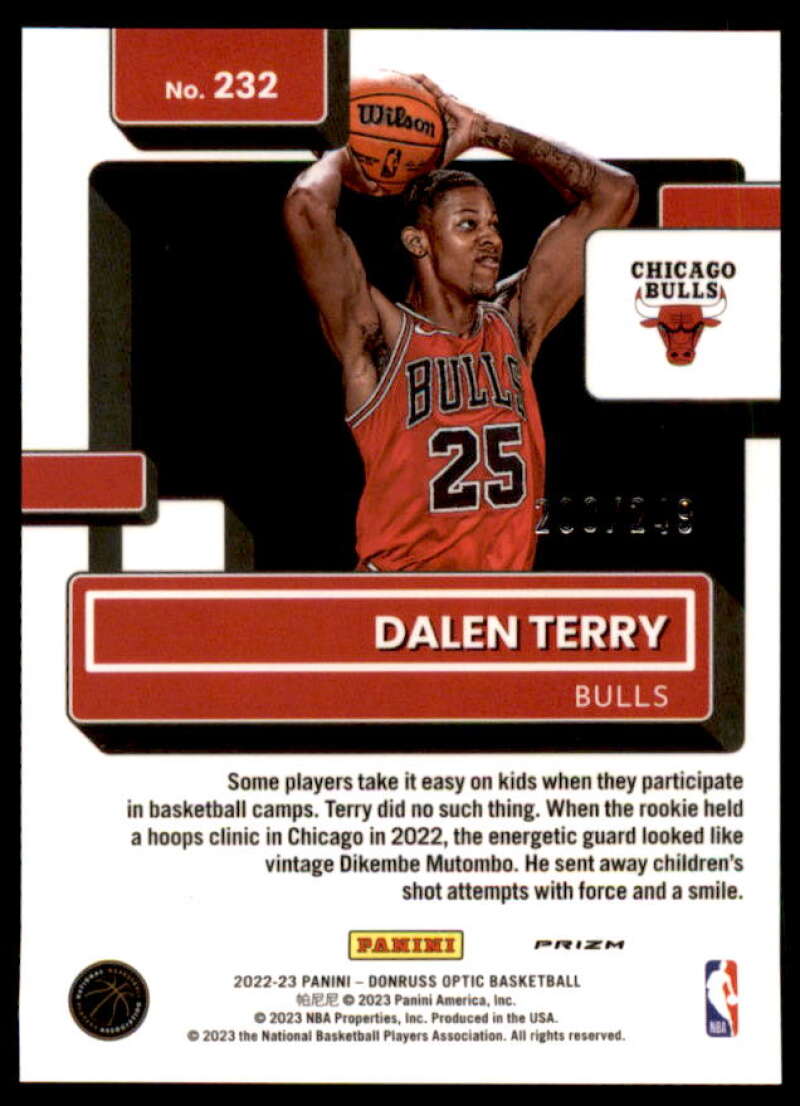 Dalen Terry RR Rookie Card 2022-23 Donruss Optic Premium Box Set #232  Image 2