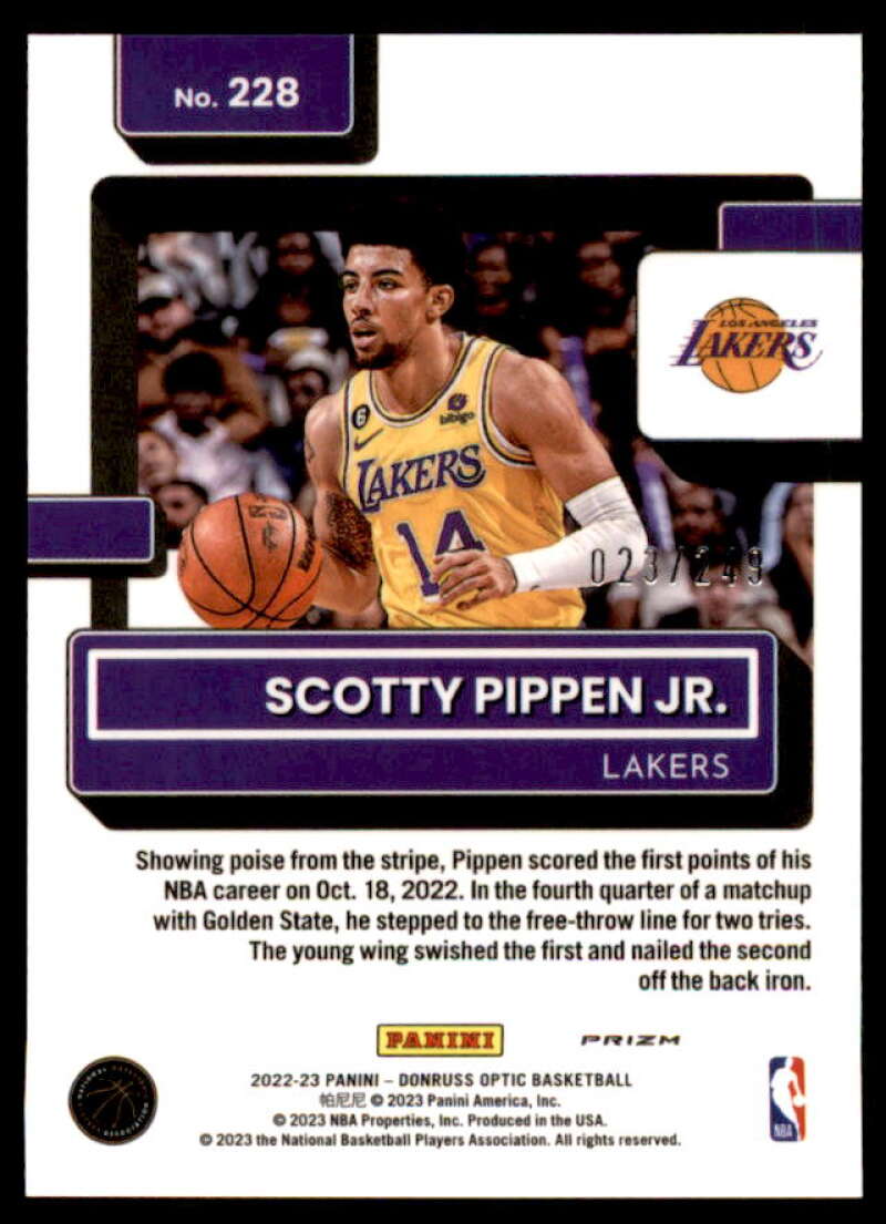 Scotty Pippen Jr. RR Rookie Card 2022-23 Donruss Optic Premium Box Set #228  Image 2