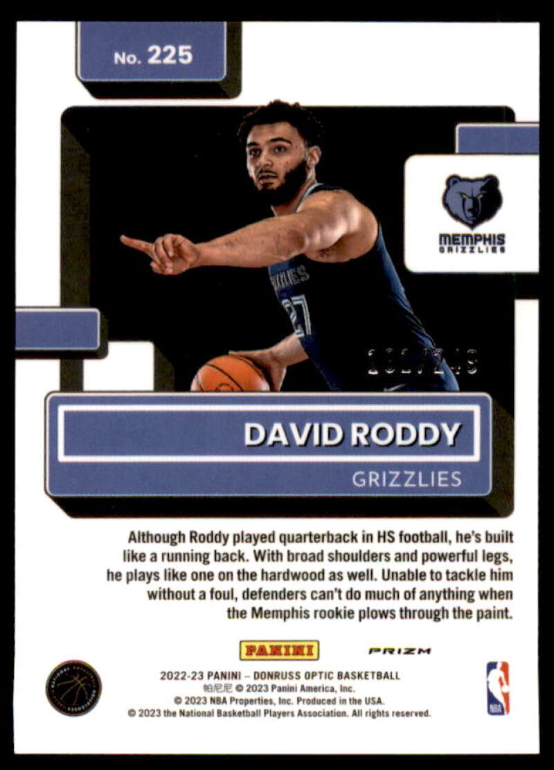 David Roddy RR Rookie Card 2022-23 Donruss Optic Premium Box Set #225  Image 2