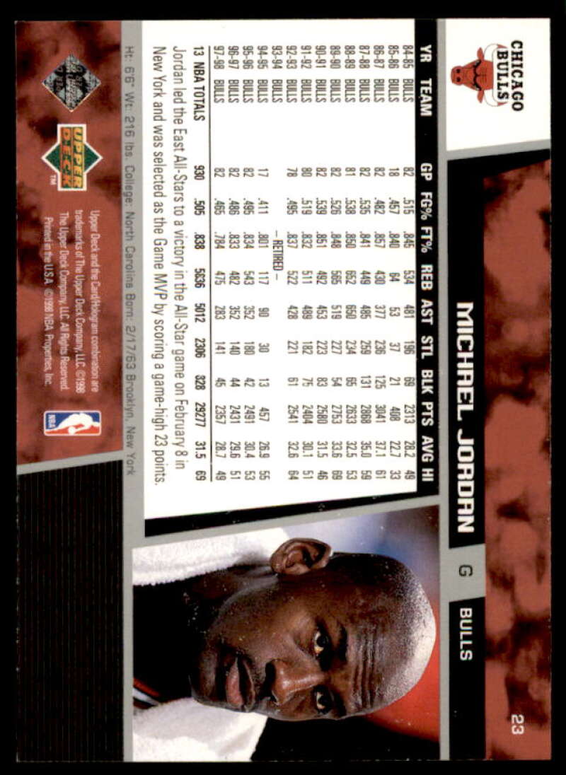 Michael Jordan Card 1998-99 Upper Deck #23  Image 2