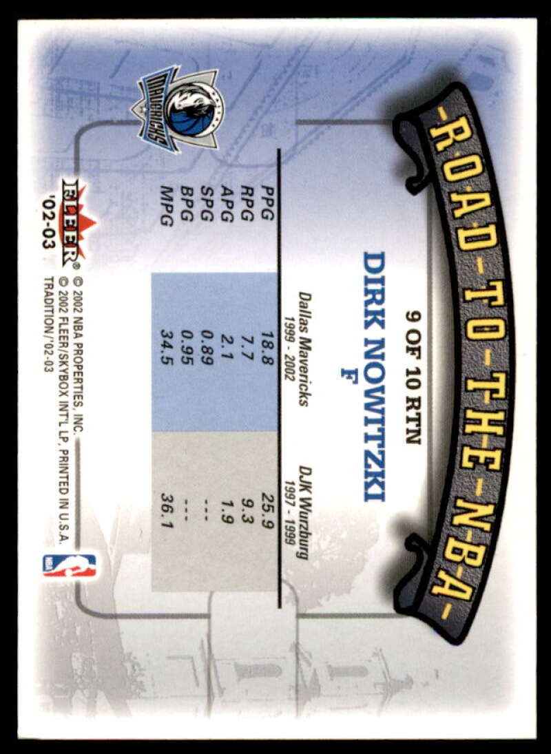 Dirk Nowitzki Card 2002-03 Fleer Tradition Road to the NBA #9  Image 2