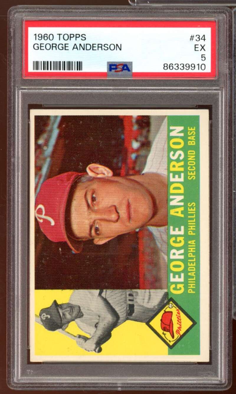 George Anderson Card 1960 Topps #34 PSA 5 Image 1