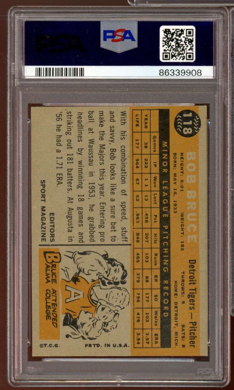 Bob Bruce Rookie Card 1960 Topps #118 PSA 6 Image 2