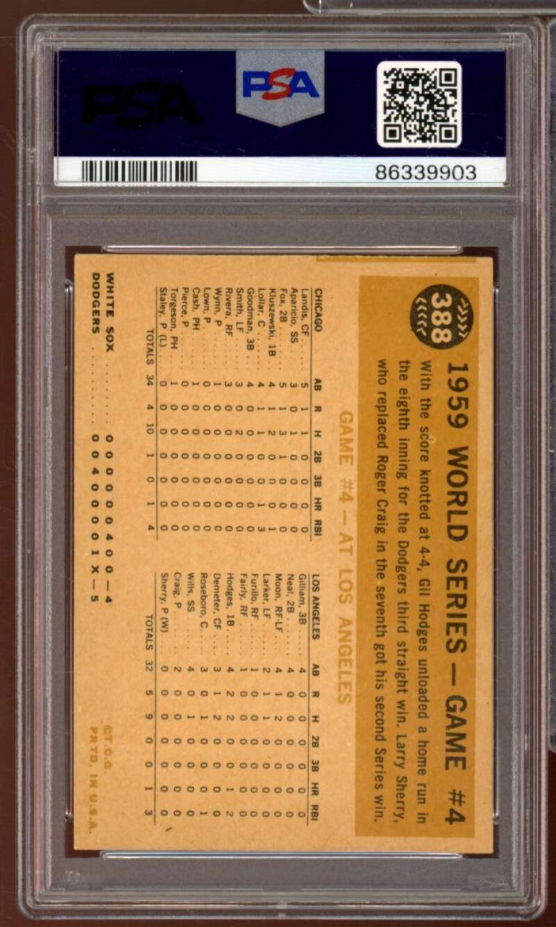 Gil Hodges Card 1960 Topps World Series Game #388 PSA 8 Image 2