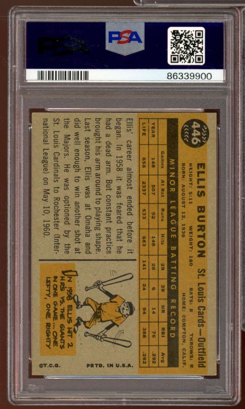 Ellis Burton Card 1960 Topps #446 PSA 6 Image 2