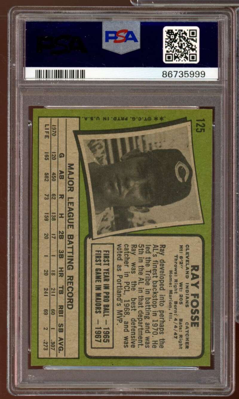 Ray Fosse Card 1971 Topps #125 PSA 8 Image 2